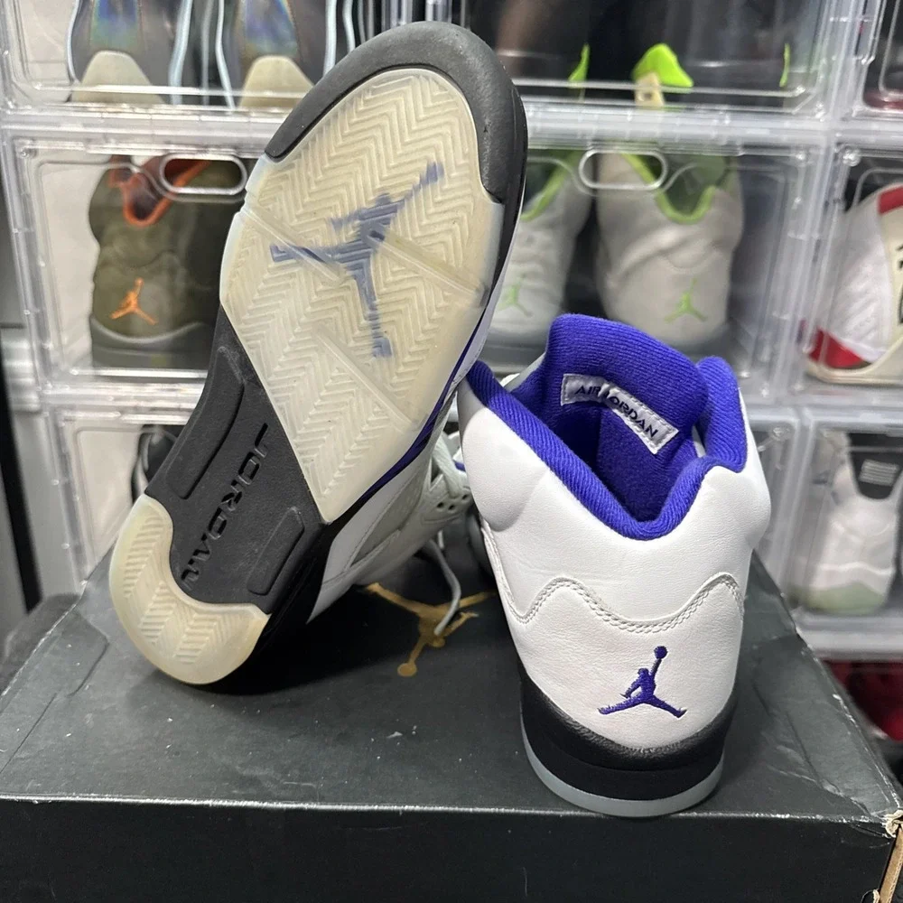Jordan Air Jordan 5 Retro Concord White Purple Black Leather Sneakers size 7Y - Picture 7 of 13
